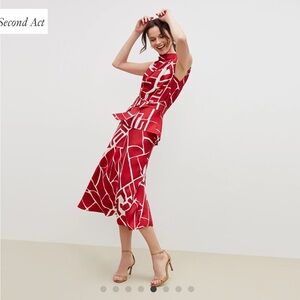 M.M. LaFleur Orchard 1.0 Skirt Block Print Hibiscus sz 12